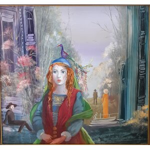 Herpai Zoltán: Kerti jelenet - képcsarnokos festmény