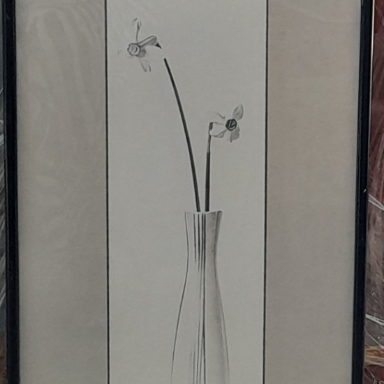Nárciszok vázában grafika 1960