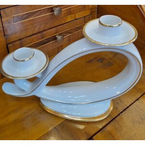Art deco Hutschenreuther kéttartós porcelán gyertyatartó 1948-1949