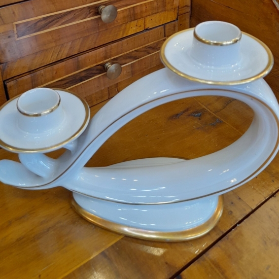 Art deco Hutschenreuther kéttartós porcelán gyertyatartó 1948-1949