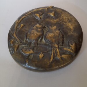 Bronz, madarakat ábrázoló  fali dombormű Mid-Century