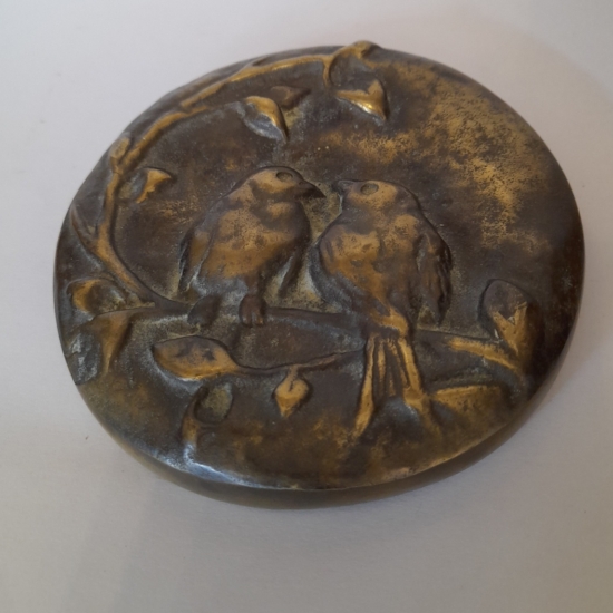 Bronz, madarakat ábrázoló  fali dombormű Mid-Century
