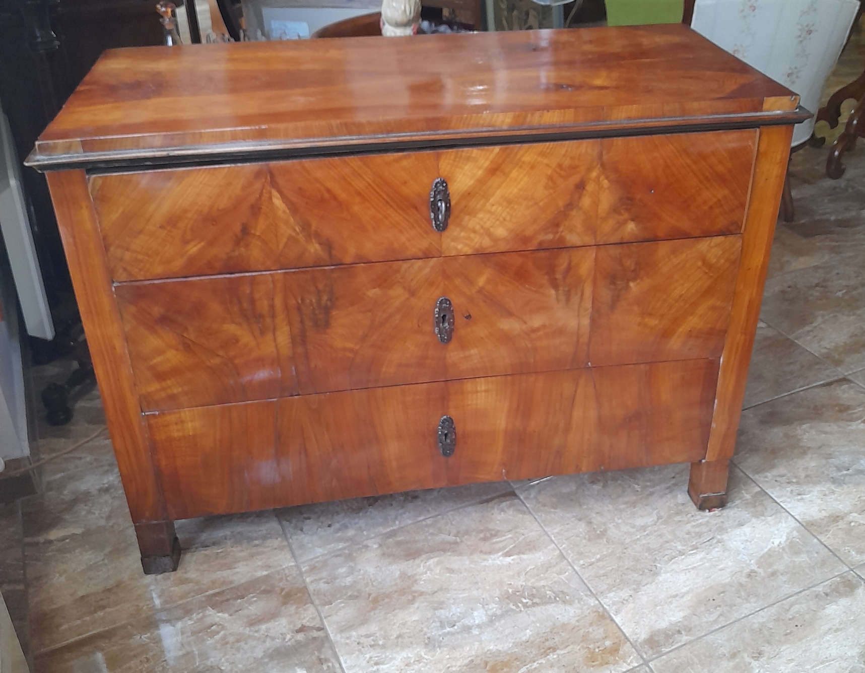 Biedermeier felújított 3 fiókos komód 19.sz. vége - Image 4