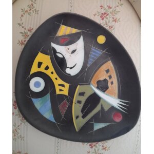 Német Harlekin kerámia falitál 1950-1960-as évek