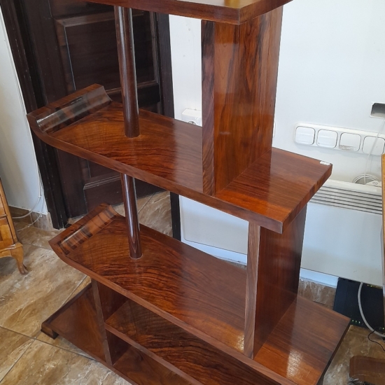 Art Deco stílusú, 5 polcos, lépcsőzetes kialakítású virágállvány vagy könyvespolc (Mid – Century)