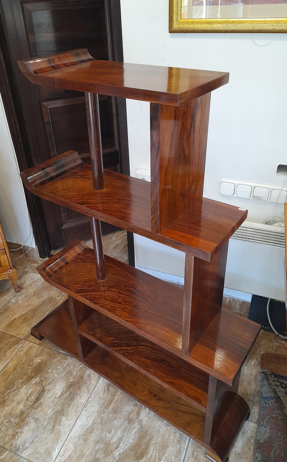 Art Deco stílusú, 5 polcos, lépcsőzetes kialakítású virágállvány vagy könyvespolc (Mid - Century)