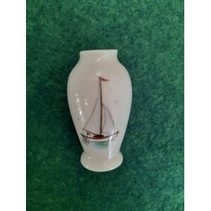 Hollóházi porcelán mini váza "Balatoni emlék" felirattal