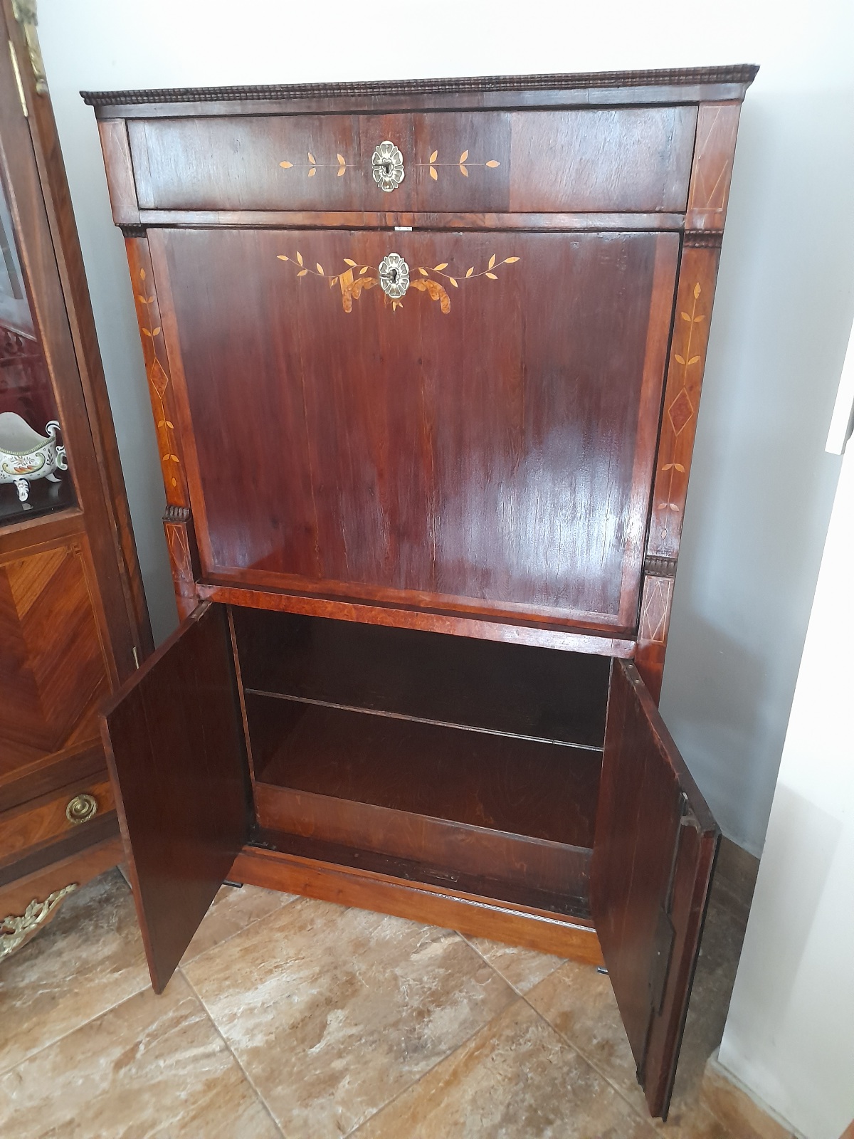 Elegáns antik Bidermeier írószekreter - Image 6